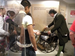John Harris re-enactor demonstrates Civil War Captain George McFarland's 1860s wheelchair at the 2010 History Center John Harris re-enactor demonstrates Civil War Captain George McFarland's 1860s wheelchair at the 2010 History Center