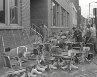 Clean-up of office equipment outside of The Patriot-News building.